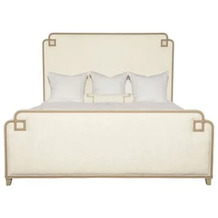 Queen Upholstered Bed with Greek Key Design